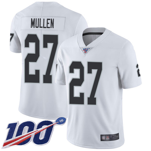 Men Oakland Raiders Limited White Trayvon Mullen Road Jersey NFL Football 27 100th Season Vapor Jersey
